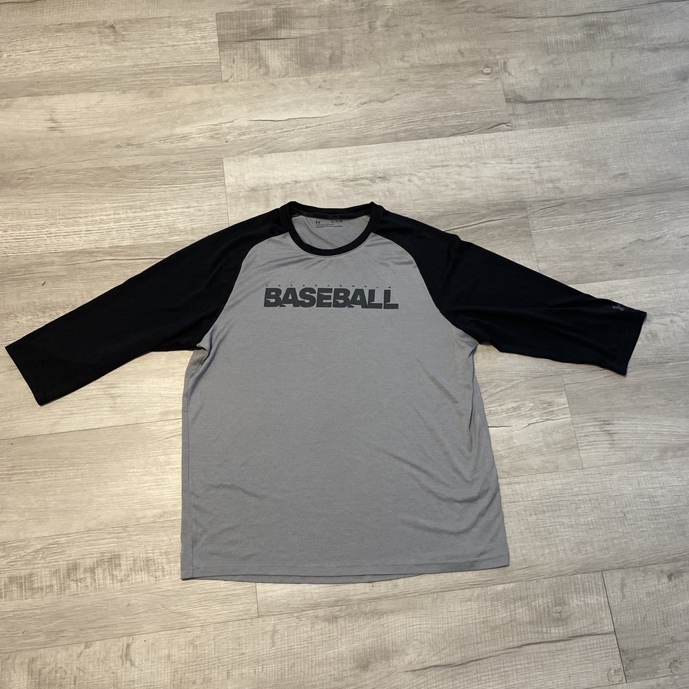 Under‎ Armour Baseball Shirt Men's XL Raglan Stretch Performance Heather Wicking